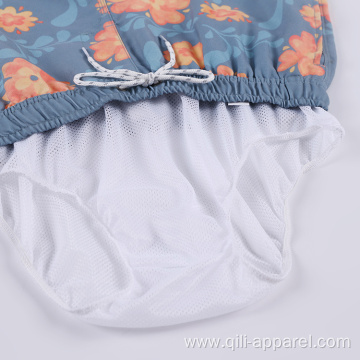 Sport Style Printed Swimming Trunks Floral Beach Shorts